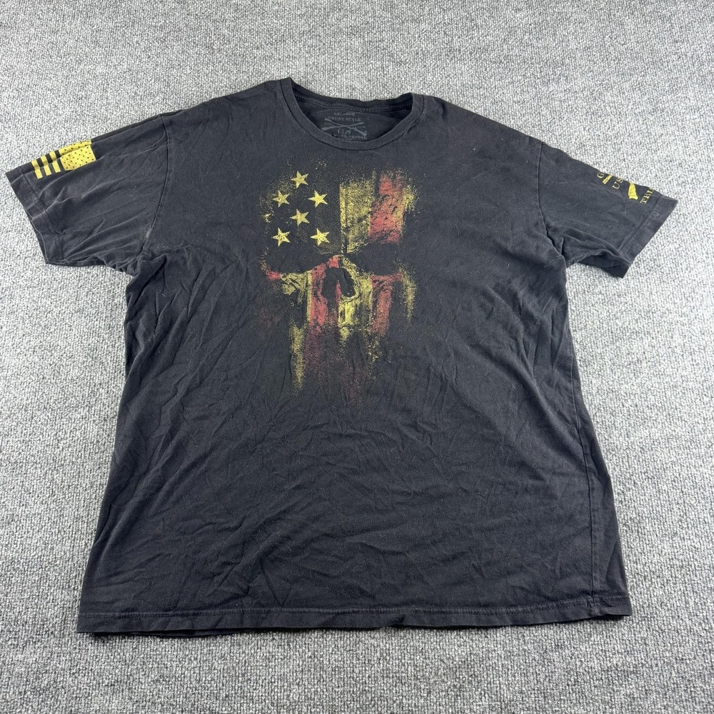 Grunt Style Shirt Mens XL Black Betsy Ross Flag Skull Graphic Tee USA Patriotic